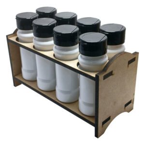 3 Porta Tempero Mdf Cru 8 Frasco 120ml Branco Fliptop Cap