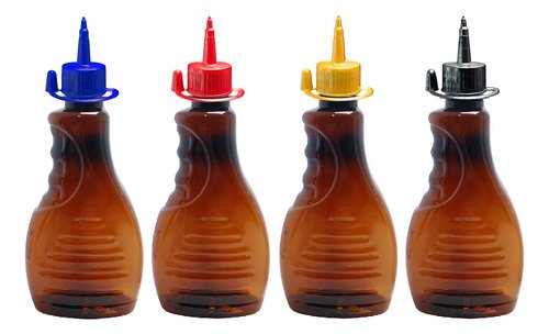 924 Frasco Plástico Ambar Pet 300ml C/ Bico Aplicador Bor