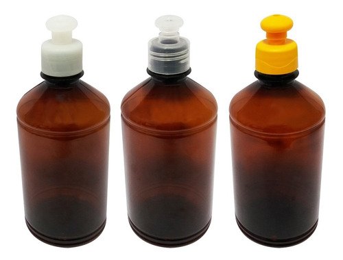 678 Frascos Plástico Âmbar Pet 500ml C/ Tampa Pushpull Far