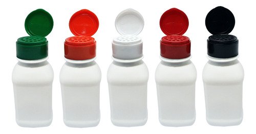 24 Frascos Plástico Branco Pet 200ml Tampa Peneira Qua