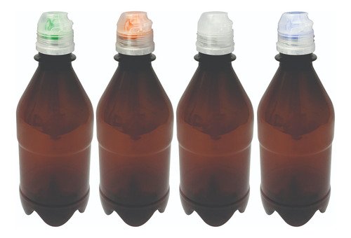 16 Frasco Plástico Âmbar Pet 350ml Tampa Sport Fliptop Agu - Imagem 2
