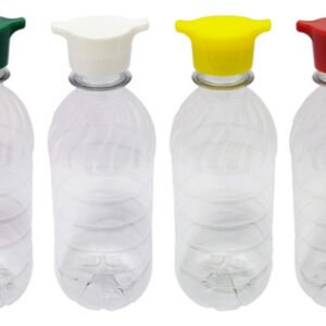 1026 Frasco Plástico Cristal Pet 330ml Tamp Rosca 2 Bico Suc