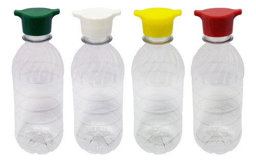 1026 Frasco Plástico Cristal Pet 330ml Tamp Rosca 2 Bico Suc