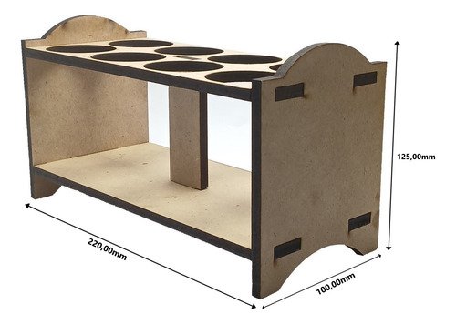 1 Porta Tempero Mdf Cru 8 Frasco 120ml Cristal Rosca Lacre - Imagem 8