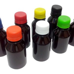 1565 Frascos Plásticos Âmbar Pet 100ml C/ Tampa Rosca Lacre