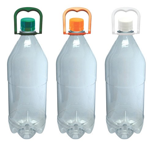 6 Frasco Plástico Cristal Pet 1l Tamp Rosca Lacre Alça Agu - Imagem 2