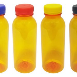 1260 Frasco Plástico Laranja Pet 300ml Tampa Rosca Lacre Det