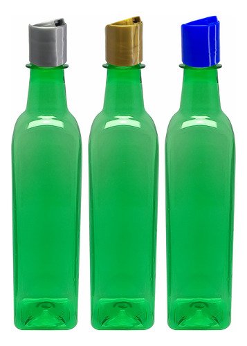 128 Frascos Plástico Verde Pet 500ml Com Tampa Disktop Aze - Imagem 3