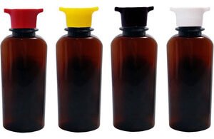 520 Frasco Plástico Ambar Pet 140ml Tampa Rosca 2 Bico Aro