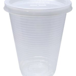 100 Copos Descartáveis Plásticos Pp Com Tampa S/ Furo 300ml