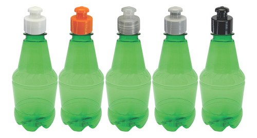 140 Frasco Plástico Verde Pet 300ml Com Tampa Pushpull Gr2