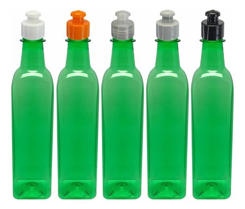 128 Frasco Plástico Verde Pet 500ml Com Tampa Pushpull Aze