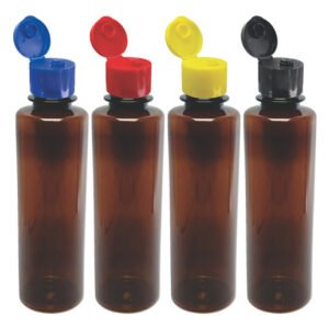 216 Frascos Plásticos Âmbar Pet 250ml C/ Tampa Fliptop Cos