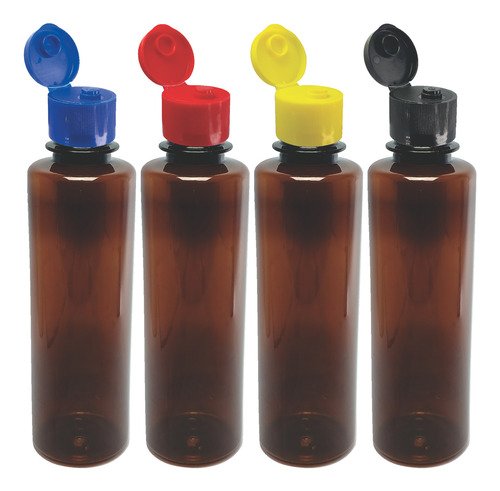 216 Frascos Plásticos Âmbar Pet 250ml C/ Tampa Fliptop Cos
