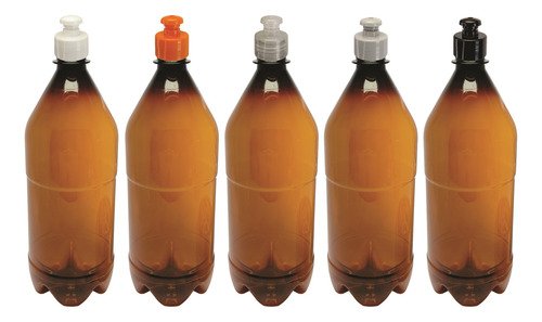 51 Frascos Plástico Âmbar Pet 1l Com Tampa Pushpull Agu