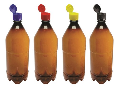 364 Frasco Plástico Âmbar Pet 1l Tampa Fliptop Batoque Agu