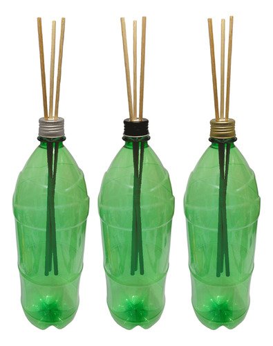 12 Frasco Plástico Verde Pet 2l Tampa Difusor Vareta Ref