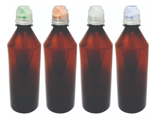 220 Frasco Plástico Âmbar Pet 500ml Tampa Sport Fliptop Cos - Imagem 2