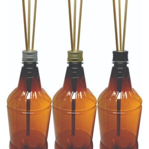 5 Frascos Plástico Âmbar 1l Tampa Difusor Varetas Gr2