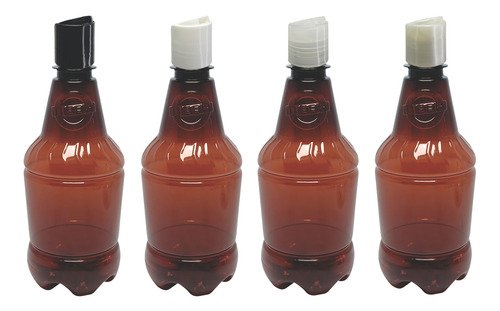 10 Frascos Plástico Âmbar Pet 500ml Com Tampa Disktop Gr2
