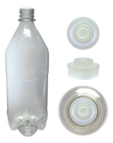 6 Frascos Plástico Cristal Pet 1l Tampa L Batoque Agu - Imagem 2