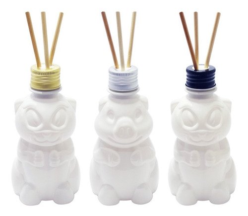 16 Frascos Plástico Branco 300ml Tampa Difusor Varetas Zoo