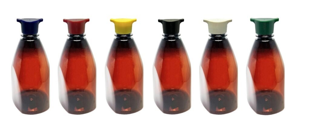 180 FRASCO PLÁSTICO ÂMBAR PET 500ML TAMPA ROSCA 2 BICO PIR