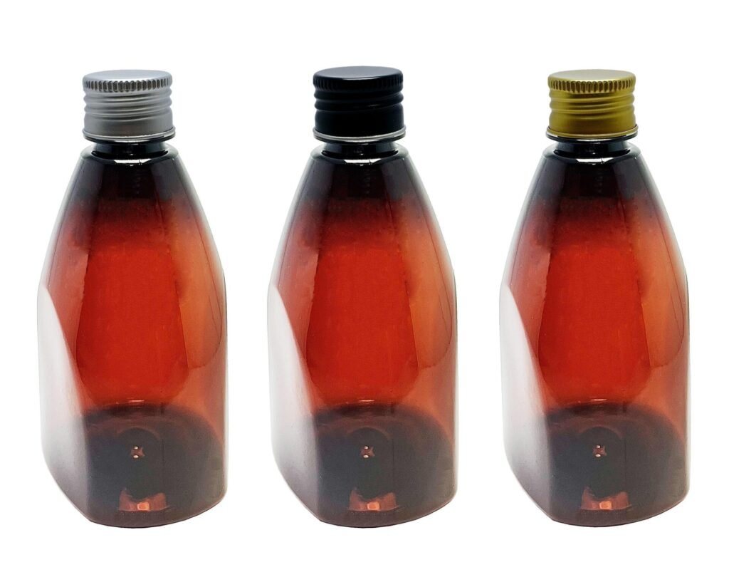 182 FRASCOS PLÁSTICO ÂMBAR PET 500ML TAMPA ALUMINIO S/ PIR