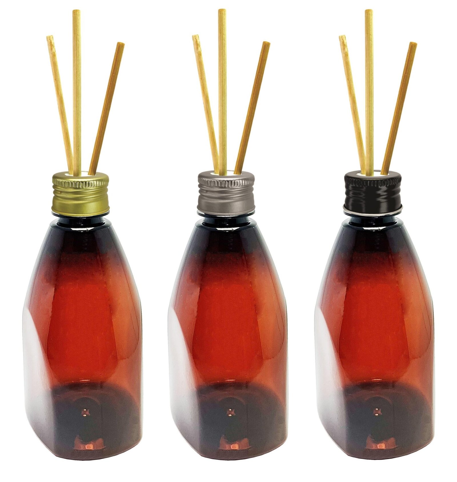 588 FRASCOS PLÁSTICO ÂMBAR 500ML TAMPA DIFUSOR VARETAS PIR