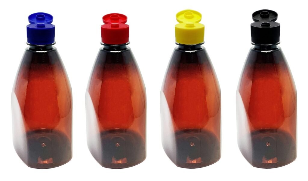 182 FRASCOS PLÁSTICO ÂMBAR PET 500ML C/ TAMPA FLIPTOP PIR