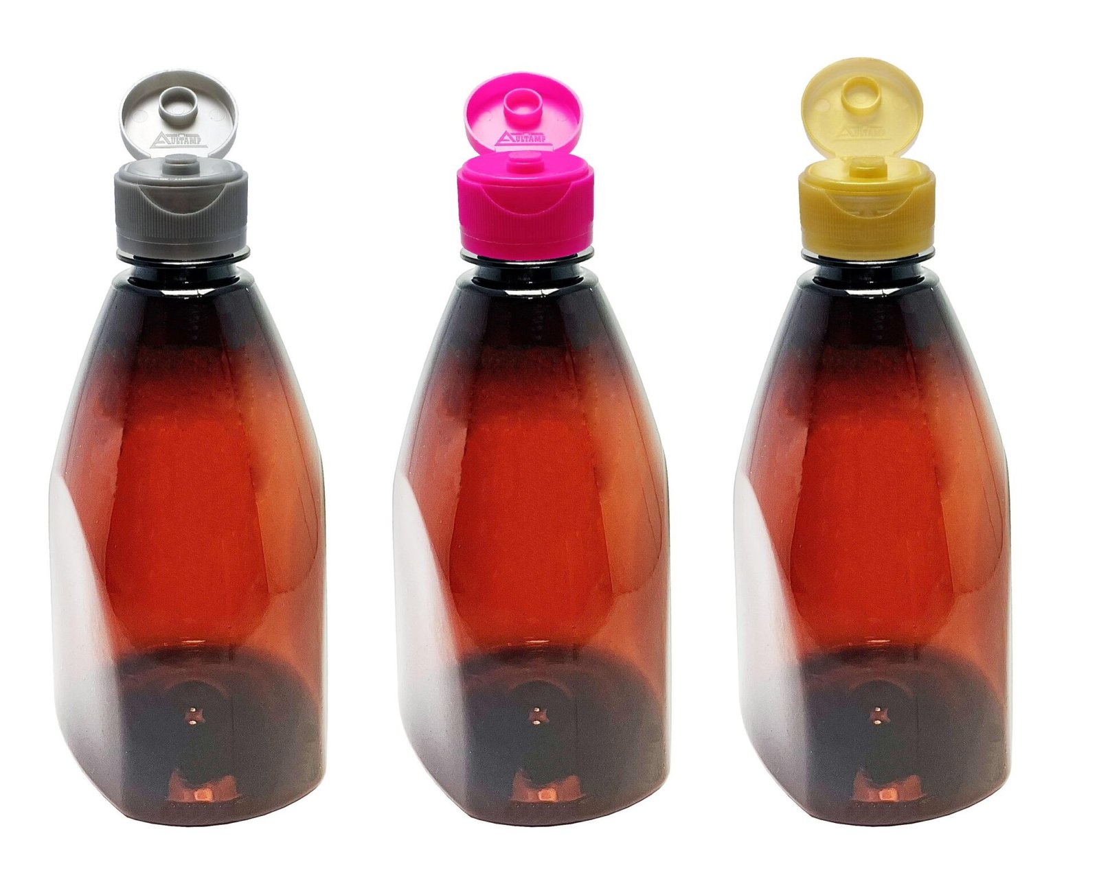 10 FRASCOS PLÁSTICO ÂMBAR PET 500ML C/ TAMPA FLIPTOP PIR - Imagem 4