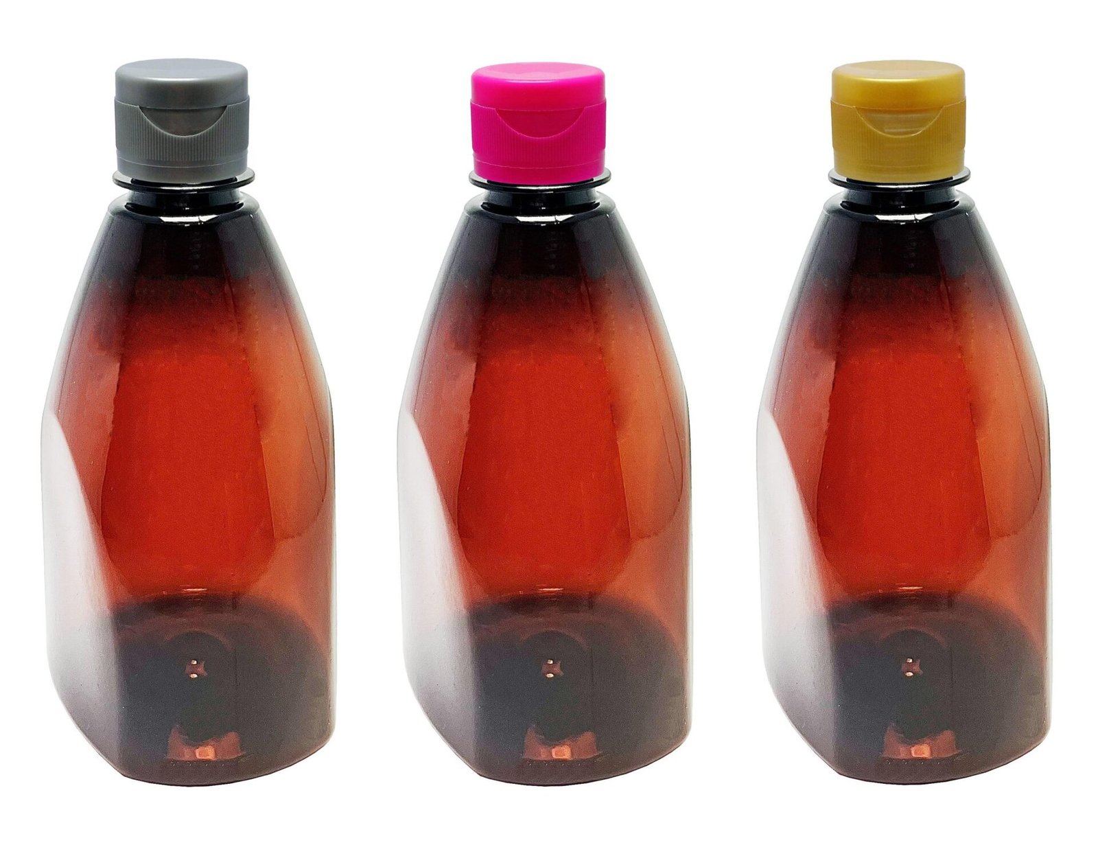 10 FRASCOS PLÁSTICO ÂMBAR PET 500ML C/ TAMPA FLIPTOP PIR - Imagem 3