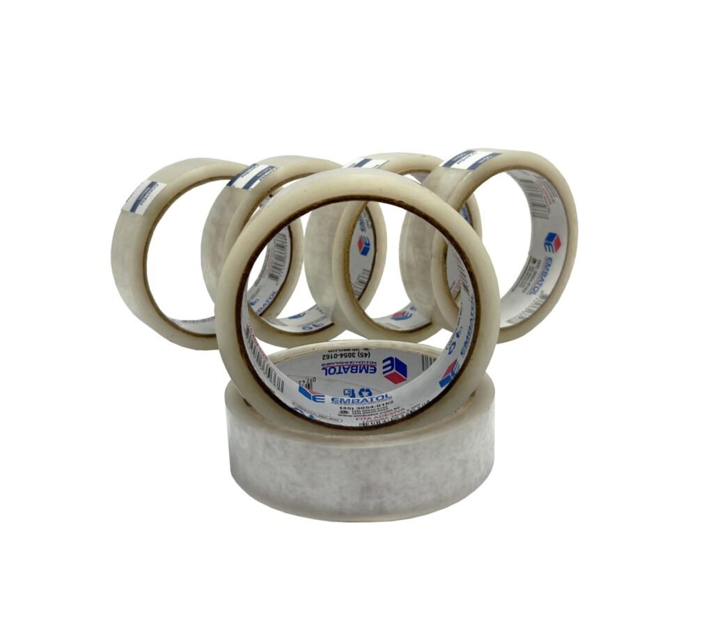 12 ROLOS FITA ADESIVA ACRILICA TRANSPARENTE 24MM X 50M
