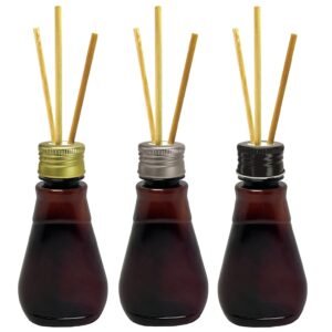 30 FRASCO PLÁSTICO AMBAR 180ML TAMPA DIFUSOR VARETAS MEL