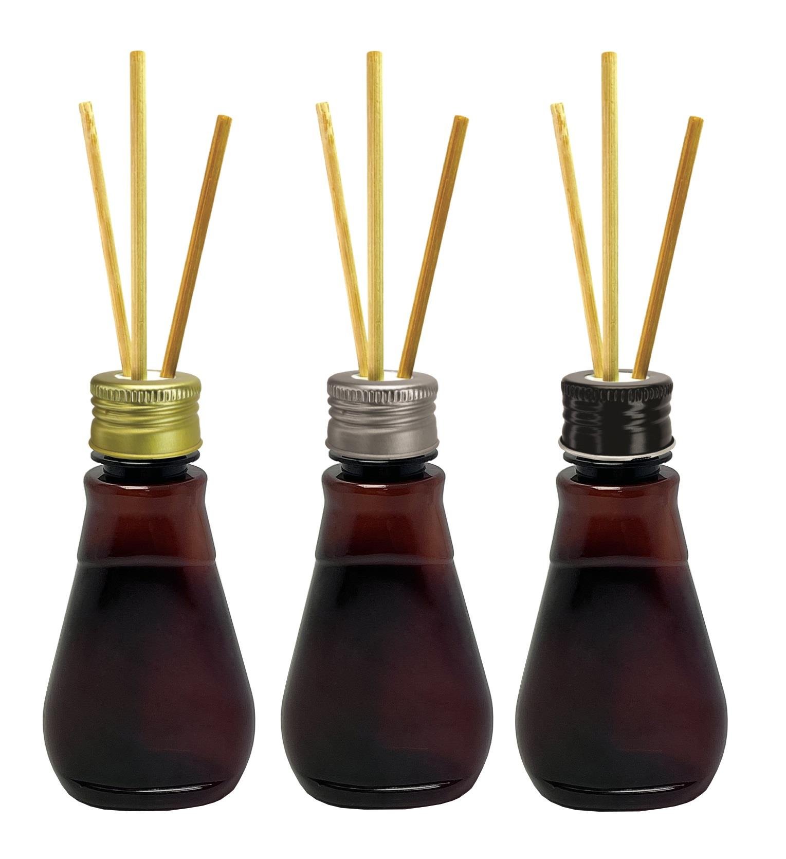 30 FRASCO PLÁSTICO AMBAR 180ML TAMPA DIFUSOR VARETAS MEL