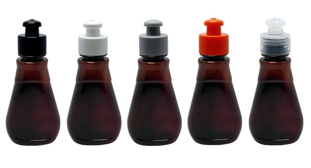 416 FRASCO PLÁSTICO AMBAR PET 180ML C/ TAMPA PUSHPULL MEL
