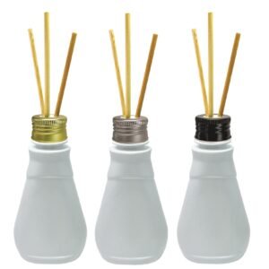 30 FRASCO PLÁSTICO BRANCO 180ML TAMPA DIFUSOR VARETAS MEL