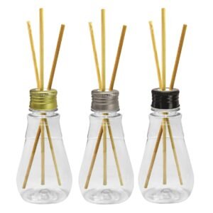 30 FRASCO PLÁSTICO CRISTAL 180ML TAMPA DIFUSOR VARETAS MEL