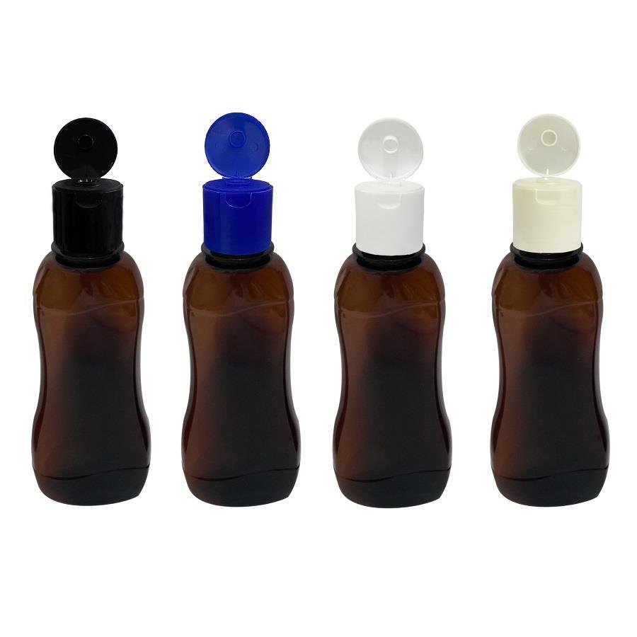 228 FRASCO PLÁSTICO AMBAR 200ML FLIPTOP FURO ABERTO CAT