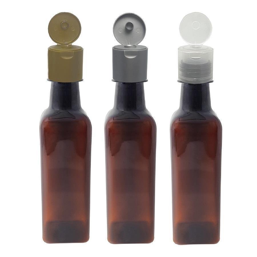 819 FRASCO PLÁSTICO AMBAR 250ML FLIPTOP FURO ABERTO AZE - Imagem 2