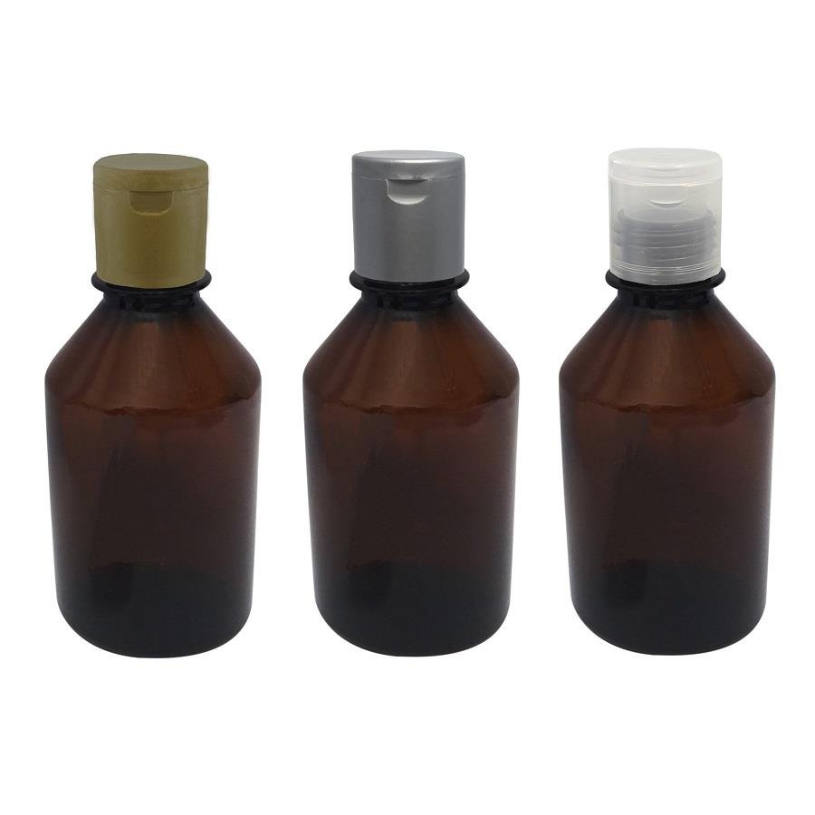 91 FRASCO PLÁSTICO AMBAR 250ML FLIPTOP FURO ABERTO FAR - Imagem 4
