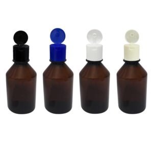 362 FRASCO PLÁSTICO AMBAR 250ML FLIPTOP FURO ABERTO FAR