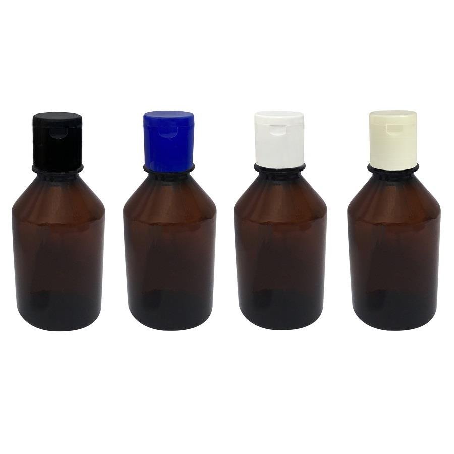 20 FRASCO PLÁSTICO AMBAR 250ML FLIPTOP FURO ABERTO FAR - Imagem 3