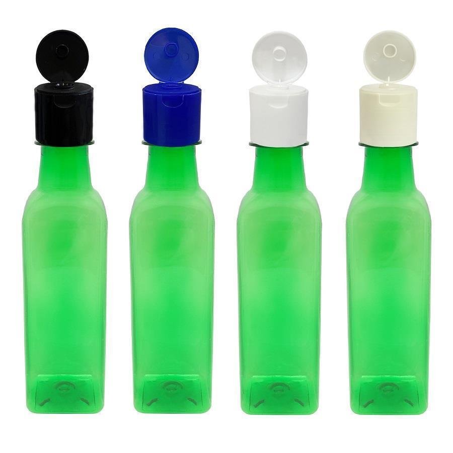 819 FRASCO PLÁSTICO VERDE 250ML FLIPTOP FURO ABERTO AZE