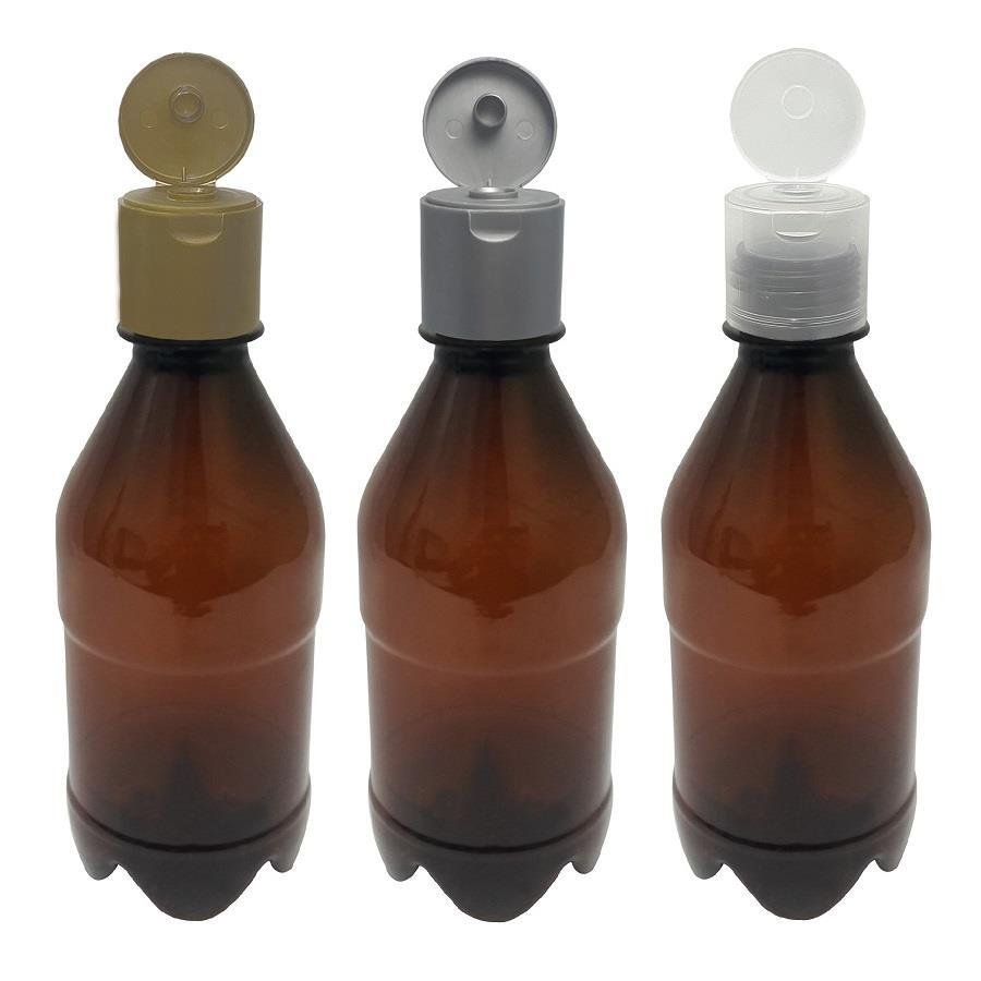 70 FRASCO PLÁSTICO AMBAR 350ML FLIPTOP FURO ABERTO AGU - Imagem 2
