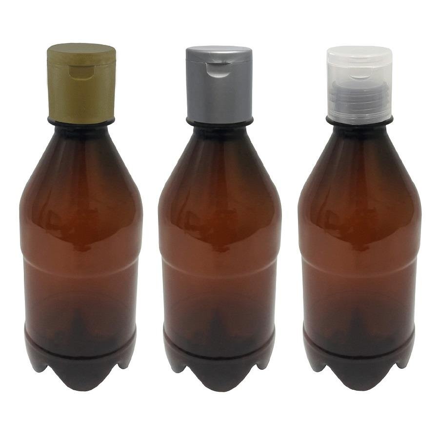 16 FRASCO PLÁSTICO AMBAR 350ML FLIPTOP FURO ABERTO AGU - Imagem 4