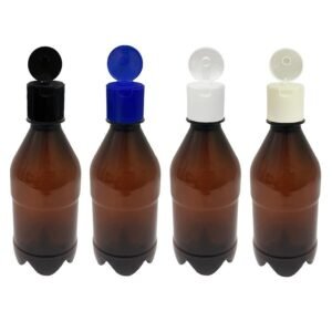 152 FRASCO PLÁSTICO AMBAR 350ML FLIPTOP FURO ABERTO AGU