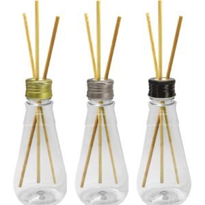 64 FRASCO PLÁSTICO CRISTAL 360ML TAMPA DIFUSOR VARETAS MEL