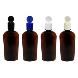 64 FRASCO PLÁSTICO AMBAR 400ML FLIPTOP FURO ABERTO MIN