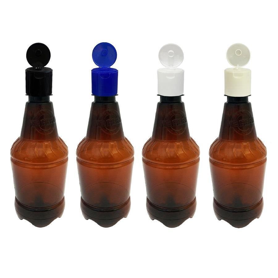 40 FRASCO PLÁSTICO AMBAR 500ML FLIPTOP FURO ABERTO GR2